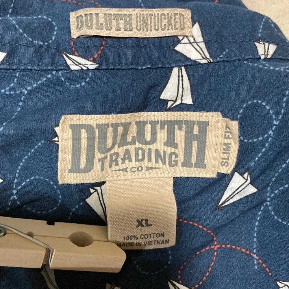 Duluth‎ Trading Co 100% Cotton Paper Airplane Short Sleeve Shirt | Slim Fit